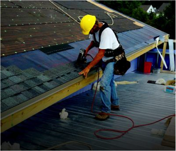 roofing contractor at work 